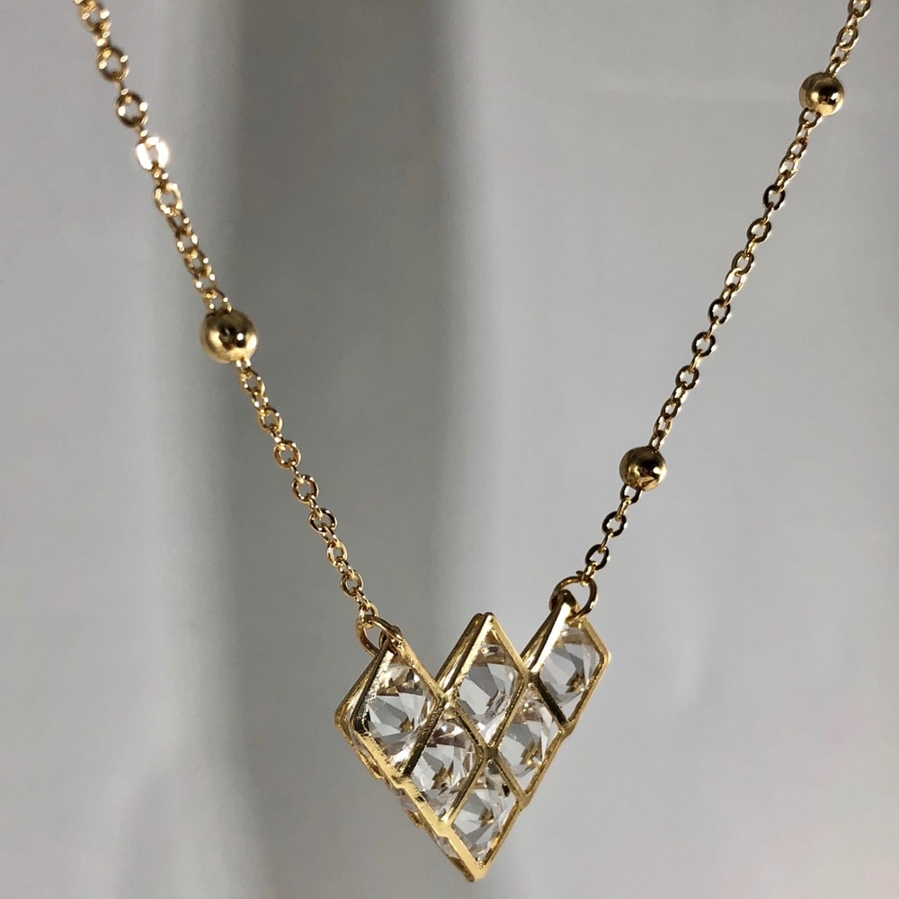 18k gold UNIQUE square abstract Necklace 💠💠💠